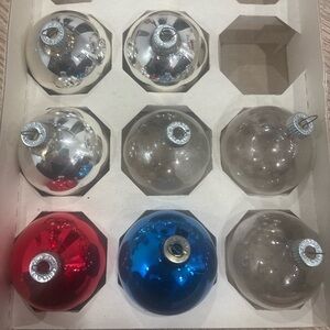 Vintage Shiny Brite Glass Christmas Ornaments Mixed Colors Lot of 9‎